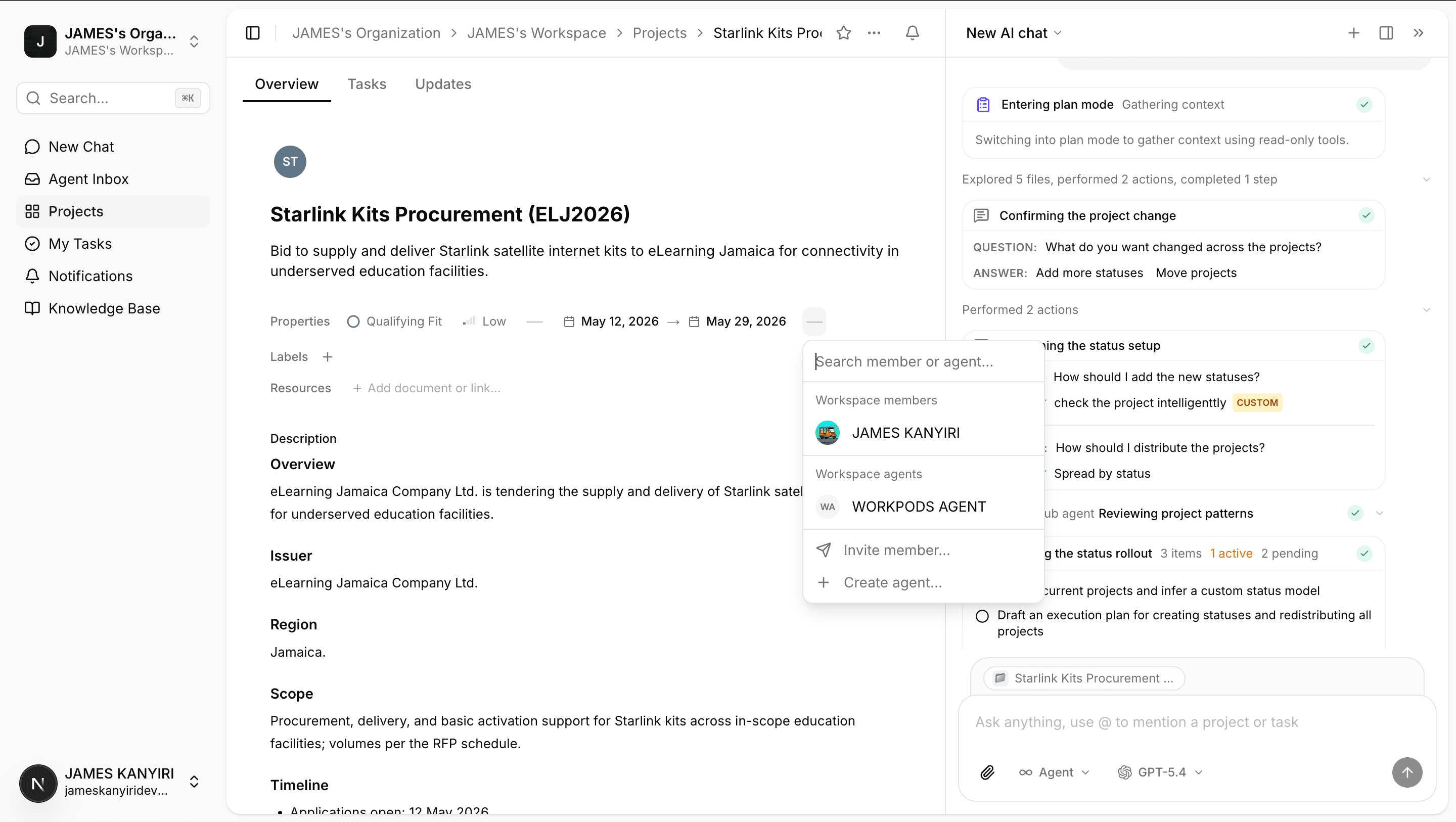 Workpods workspace overview